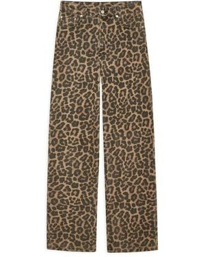Anine Bing Hugh Leopard Print Jeans - Natural