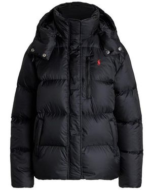 Polo Ralph Lauren Carly Water-Repellent Quilted Duck Down Wind Resistant Detachable Hood Short Puffer Jacket - Black