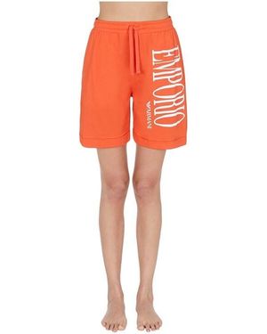 Emporio Armani Fleece Jogger Shorts - Red