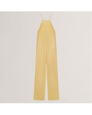 Ted Baker Halter Neck Belted Wide Leg Jumpsuit - Yellow
