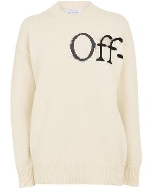Off-White c/o Virgil Abloh Logo Relaxed Fit Crew Neck Jumper - White