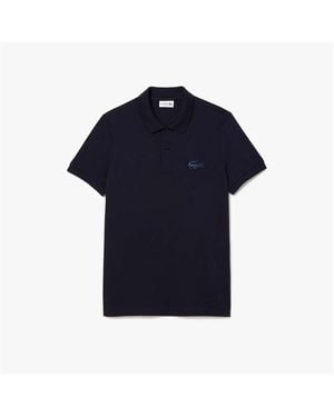 Lacoste Regular Fit Quilted Crocodile Badge Polo Shirt - Blue