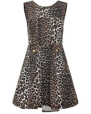 Ganni Printed Denim Mini Dress - Black