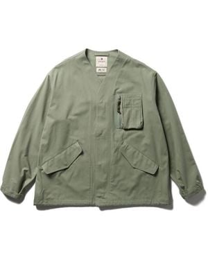Snow Peak Takibi Collarless Relaxed Fit Jacket - Green