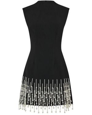 Odd Muse Sleeveless Pearl Drop Mini Dress - Black