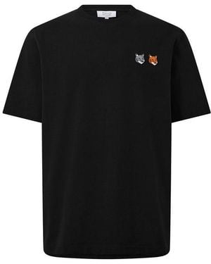Maison Kitsuné Double Fox Hooded Comfort T-Shirt - Black