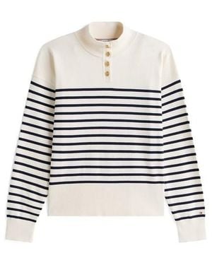 Tommy Hilfiger Button Crew Sweatshirt - White