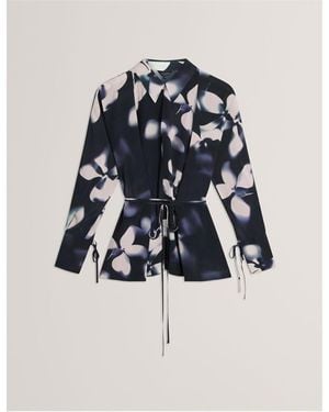 Ted Baker Print Long Sleeve Blouse - Blue