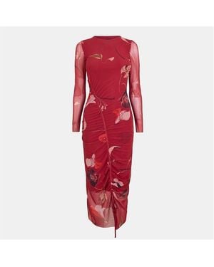 Ted Baker Mesh Midi Bodycon Dress - Red