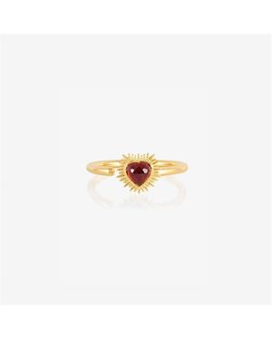 Rachel Jackson Adjustable Electric Love Mini Garnet Heart Band Ring - Metallic