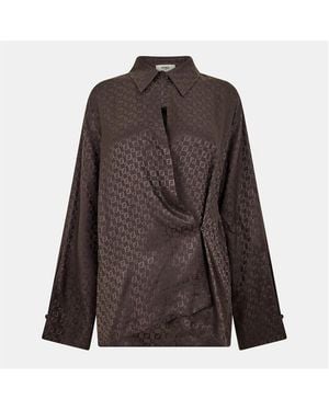Fendi Long Sleeve Patterned Shirt - Black