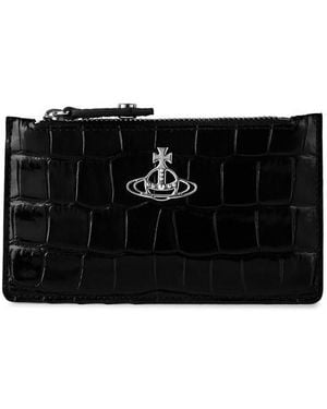 Vivienne Westwood Crocodile Leather Slim Long Card Holder - Black