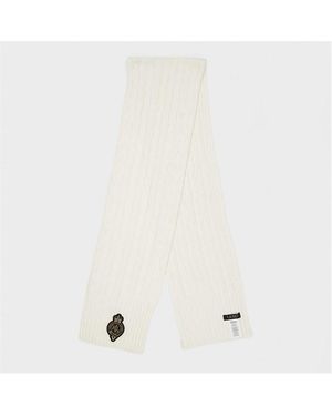 Ralph Lauren Crest Cable-Knit Scarf - White