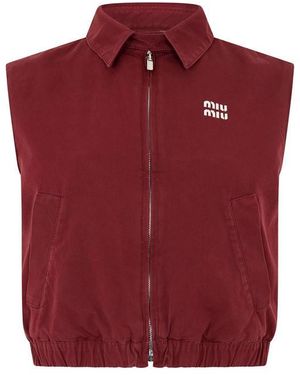 Miu Miu Washed Poplin Vest - Red