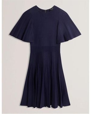 Ted Baker Knitted Skater Mini Dress - Blue