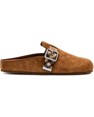 Burberry Checked Clogs - Brown
