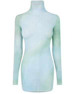 Off-White c/o Virgil Abloh Tie Dye Long-Sleeve Mini Dress, Tie Dye Design - Blue
