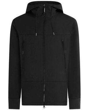 C.P. Company Goggle Water Resistant Hooded Long Sleeve Softshell Jacket - Black
