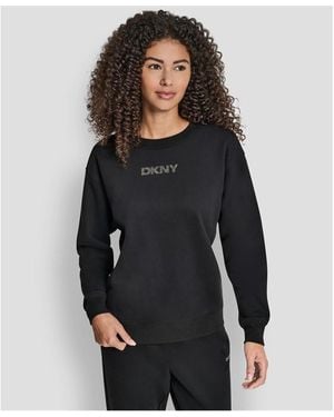 DKNY Cotton Logo Crew Sweatshirt - Black