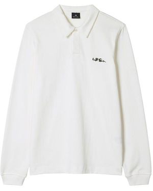Paul Smith Ps Embrd Ps Ls Polo Sn54 - White