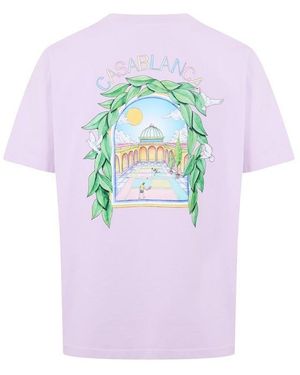 CASABLANCA Graphic Cotton L'Arche Tennis Club T-Shirt - Purple