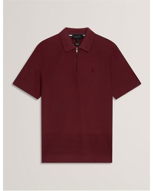 Ted Baker Textured Zip Short Sleeve Polo Shirt