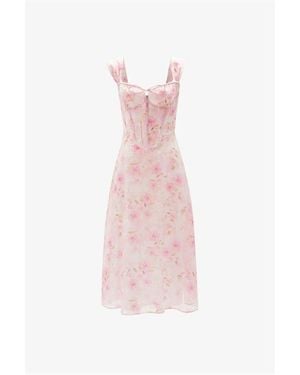 Bardot Floral Midi Dress - White