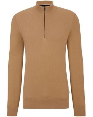 BOSS Ebrando-P Quarter-Zip Jumper - Brown