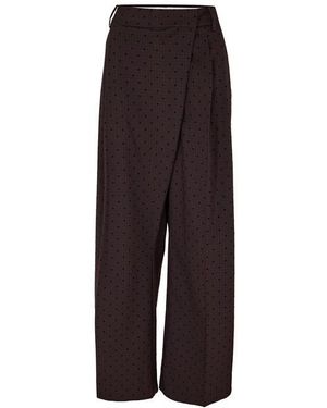 Ganni Fleck Suiting Tailored Trousers - Brown