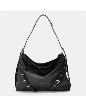Givenchy Voyou Calfskin Leather Medium Hobo Bag - Black