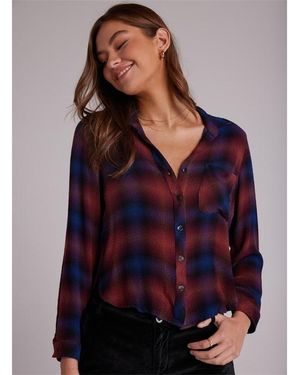 Bella Dahl Long-Sleeve Round Hem Plain Shirt - Purple