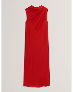 Ted Baker Tie Midi Slinky Dress - Red