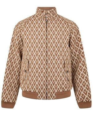 Valentino All Over Logo Wool Long Sleeve Softshell Jacket - Brown