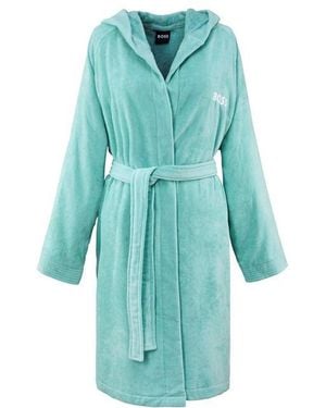HUGO Plain Hooded Robe - Blue