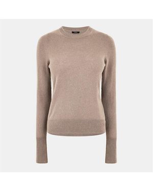 JOSEPH Long Sleeve Pull Over Crew Neck Jumper - Brown