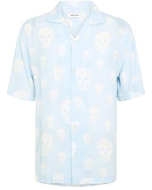 McQueen Alex Skull Short Sleeve Patterned Shirt - Blue