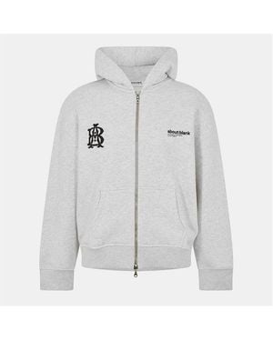 About Blank Dual Logo Cotton Zip Hoodie - White