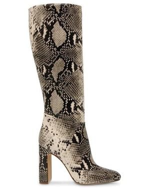Steve Madden Knee High Block Heel Boots With Zipper - Brown