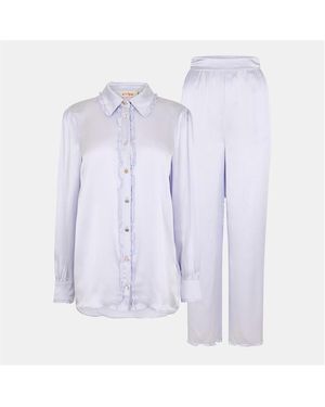 It's 9pm Vogue Silk Long Sleeve Pyjama Sets - Brown