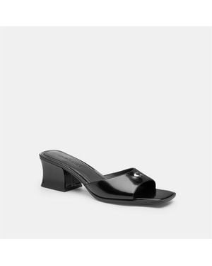 COACH Sculpted C Block Heel Sandal - Black