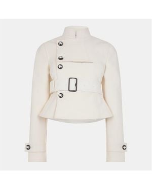Burberry Cotton Funnel Neck Long Sleeve Quilted Jacket - White