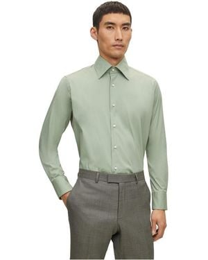 BOSS Long Sleeve Plain Shirt - Green