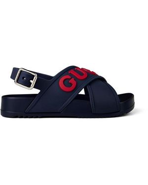 Gucci Rubber Logo Slingback Sandals - Blue