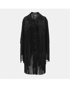 Dolce & Gabbana Suede Structured Leather Jacket - Black