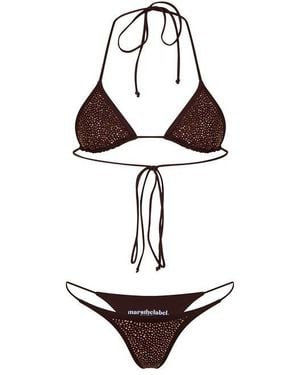 Mars the Label Rhinestone Bikini Set - White