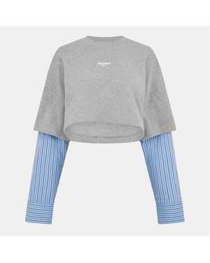 WRSTBHVR Worst B Teela Long Sleeve Cropped Crop Top - Blue
