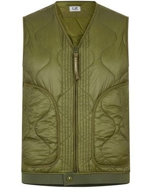 C.P. Company Lens Quilted Sleeveless Gilet - Green