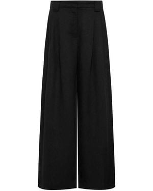 St. Agni Pleat High Rise Wide Leg Trousers - Black