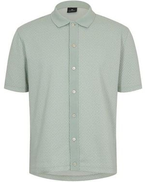 Paul Smith Button Front Short Sleeve Patterned Shirt - Green