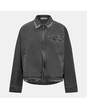 Cole Buxton Inter Work Leather Jacket - Grey